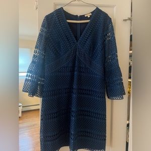 Shoshanna Blue Lace V-neck Dress